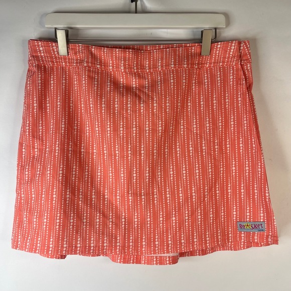Ripskirt Hawaii Dresses & Skirts - RipSkirt Hawaii Wrap Skirt Women Large Orange Dotted Stripe Quick Dry Mini Skirt